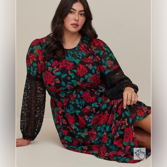 Torrid Chiffon Floral Maxi Peasant Dress - Picture 1 of 10